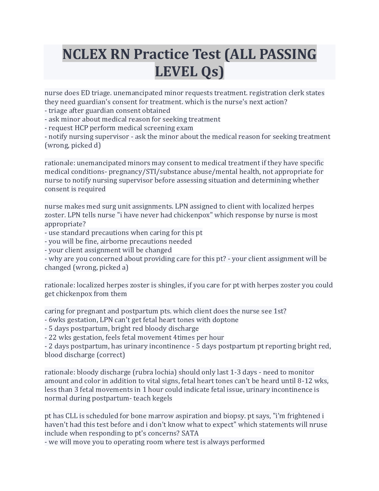 Preview image for NCLEX RN Practice Test (ALL PASSING LEVEL Qs)